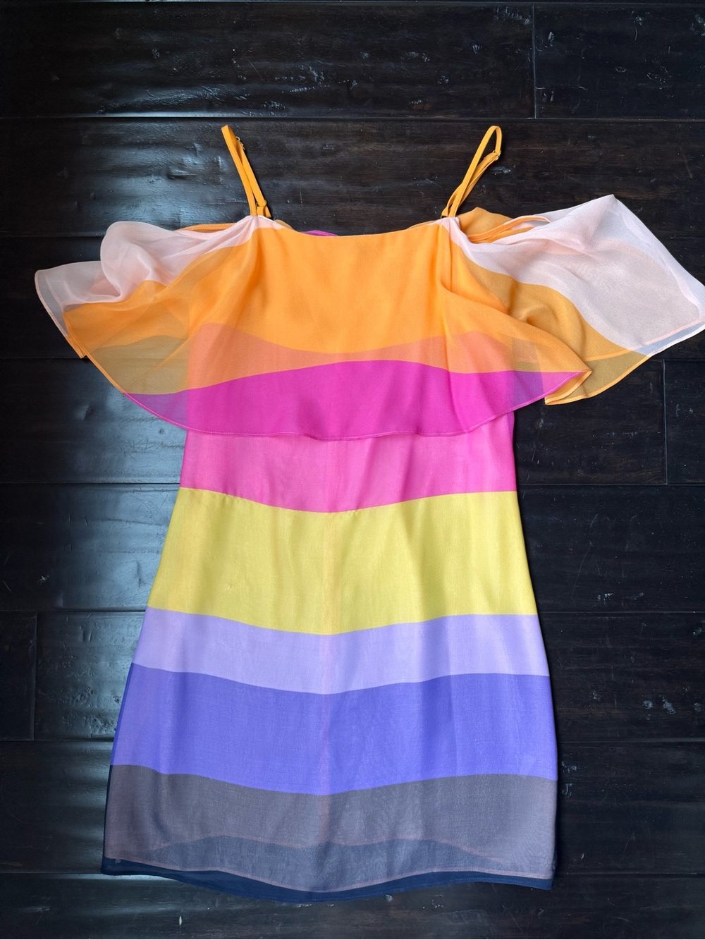 Trina Turk Orange and Pink Strappy Ruffle Dress